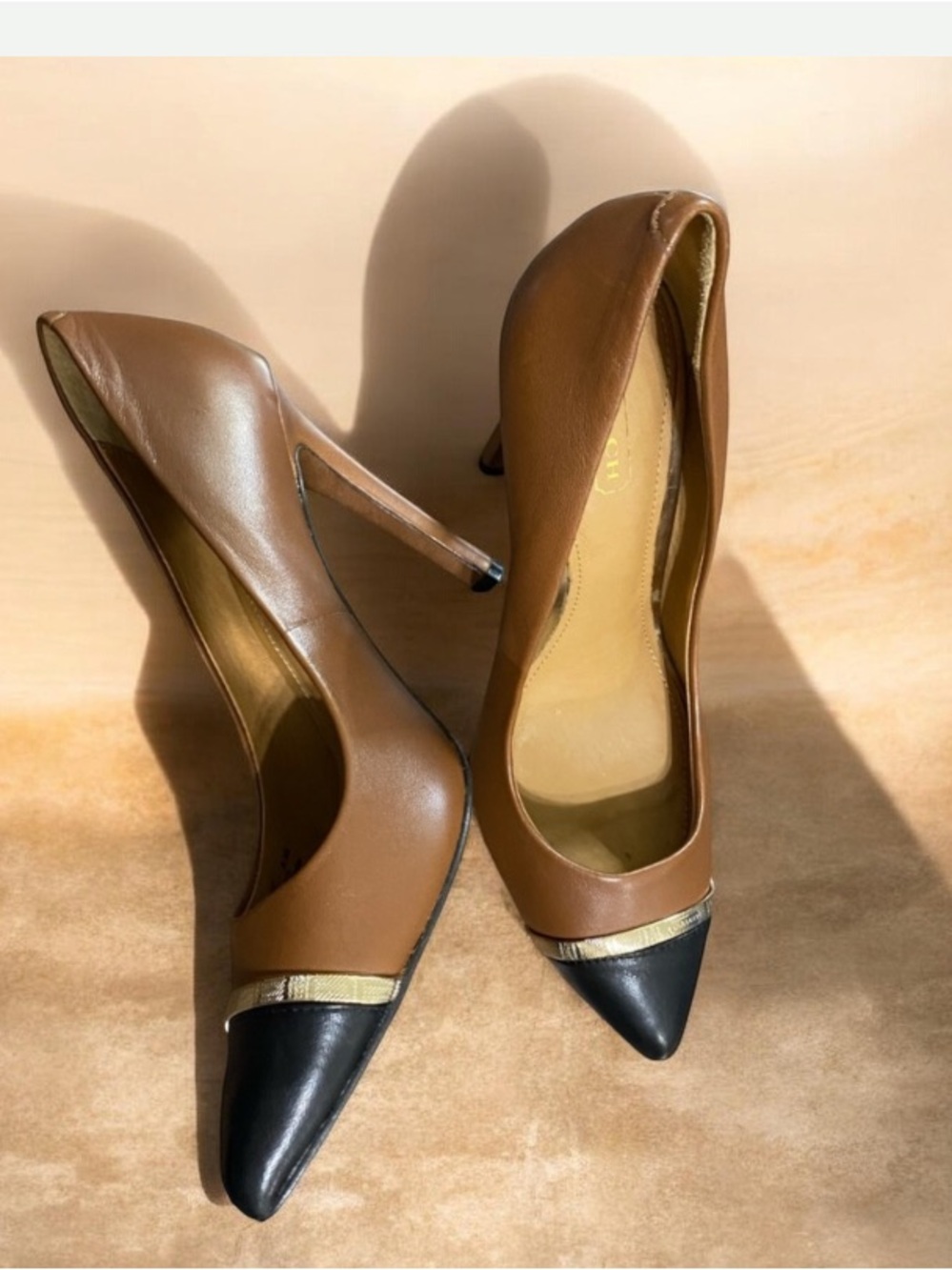 Coach Brown Black Stilettos Pumps Heel Shoes Size 6.5
